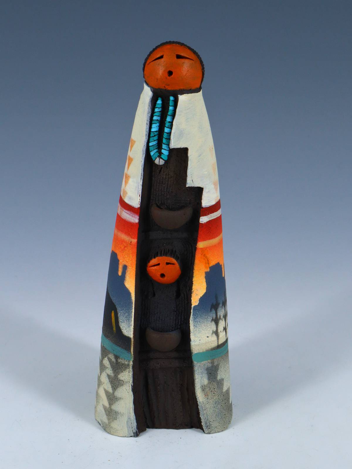 Native American Clay Mother One Baby Pottery Figural Doll - PuebloDirect.com