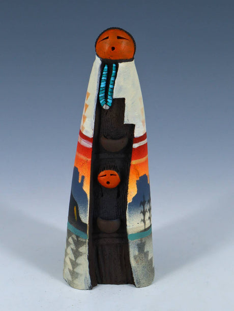 Native American Clay Mother One Baby Pottery Figural Doll - PuebloDirect.com