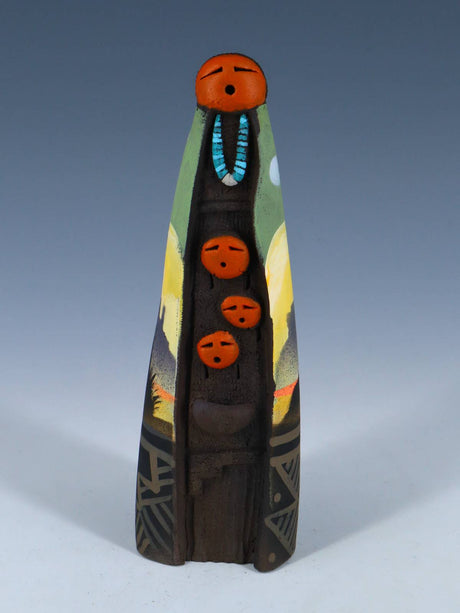 Native American Clay Mother Three Baby Pottery Figural Doll - PuebloDirect.com