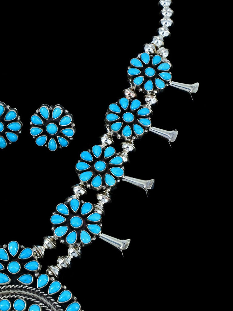 Native American Sleeping Beauty Turquoise Squash Blossom Necklace - PuebloDirect.com