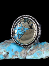 Navajo Tufa Cast Sterling Silver P Blue Turquoise Ring Size 8.5