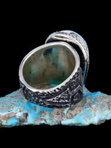 Navajo Tufa Cast Sterling Silver Golden Hill Turquoise Ring Size 12
