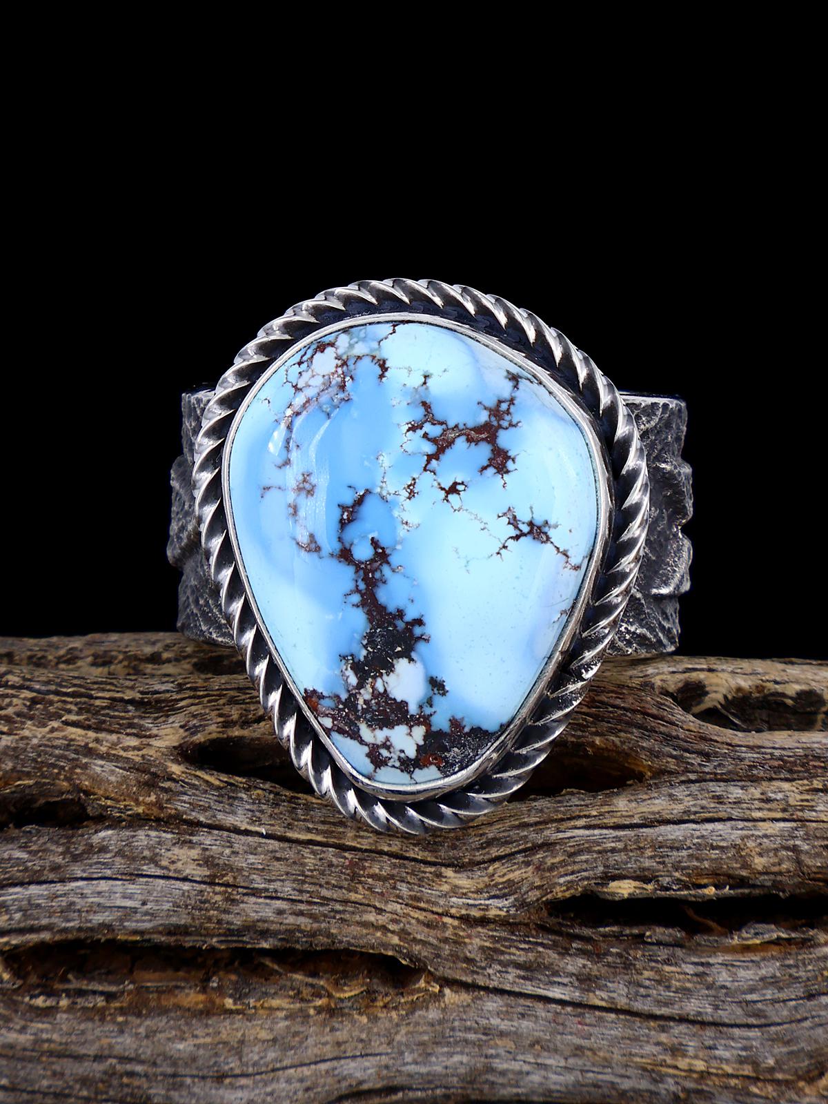 Navajo Tufa Cast Sterling Silver Golden Hill Turquoise Ring Size 11.5