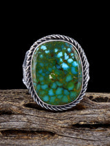 Navajo Tufa Cast Kingman Turquoise Ring Size 8.5