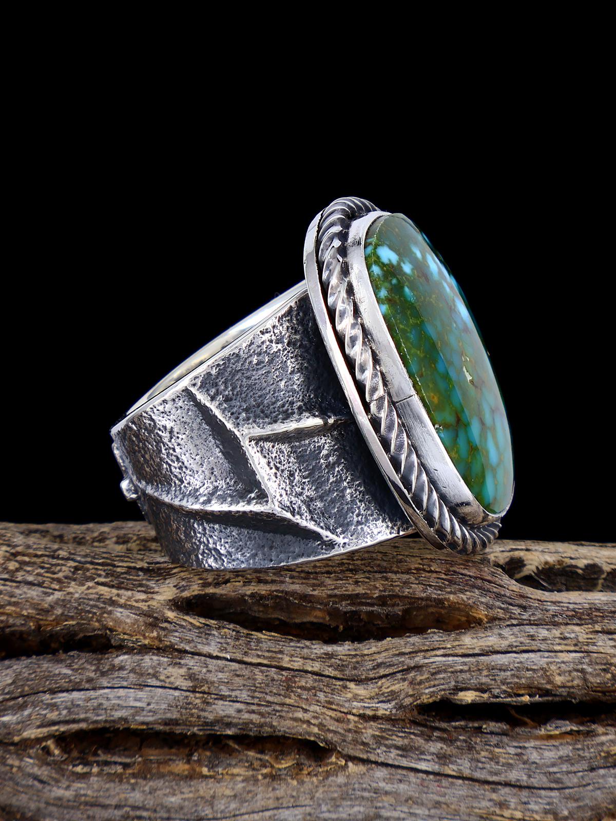 Navajo Tufa Cast Kingman Turquoise Ring Size 8.5