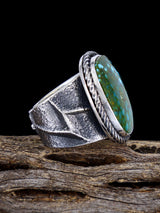 Navajo Tufa Cast Kingman Turquoise Ring Size 8.5