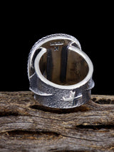 Navajo Tufa Cast Kingman Turquoise Ring Size 8.5