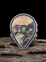 Navajo Tufa Cast Sterling Silver Andamooka Opal Ring Size 11