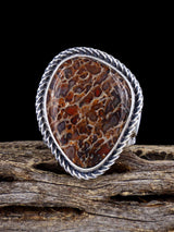 Navajo Tufa Cast Sterling Silver Dinosaur Bone Ring Size 9.5