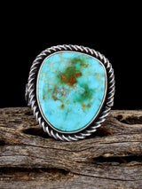 Navajo Tufa Cast Sterling Silver Royston Turquoise Ring Size 8 - PuebloDirect.com