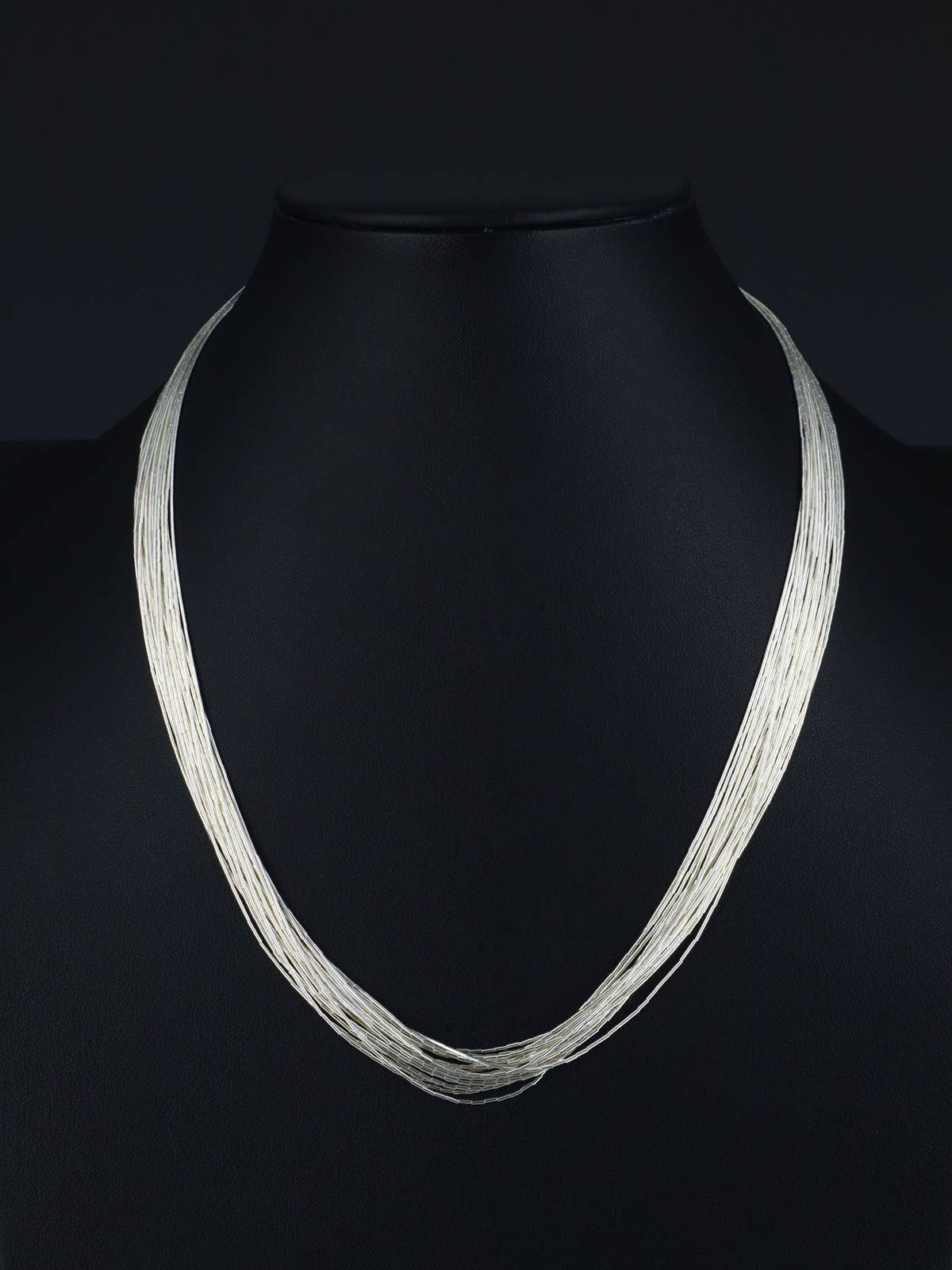20 Strand Liquid Silver 18" Necklace - PuebloDirect.com