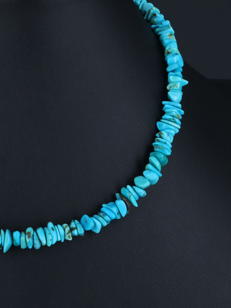 16" Native American Jewelry Single Strand Turquoise Choker Necklace - PuebloDirect.com