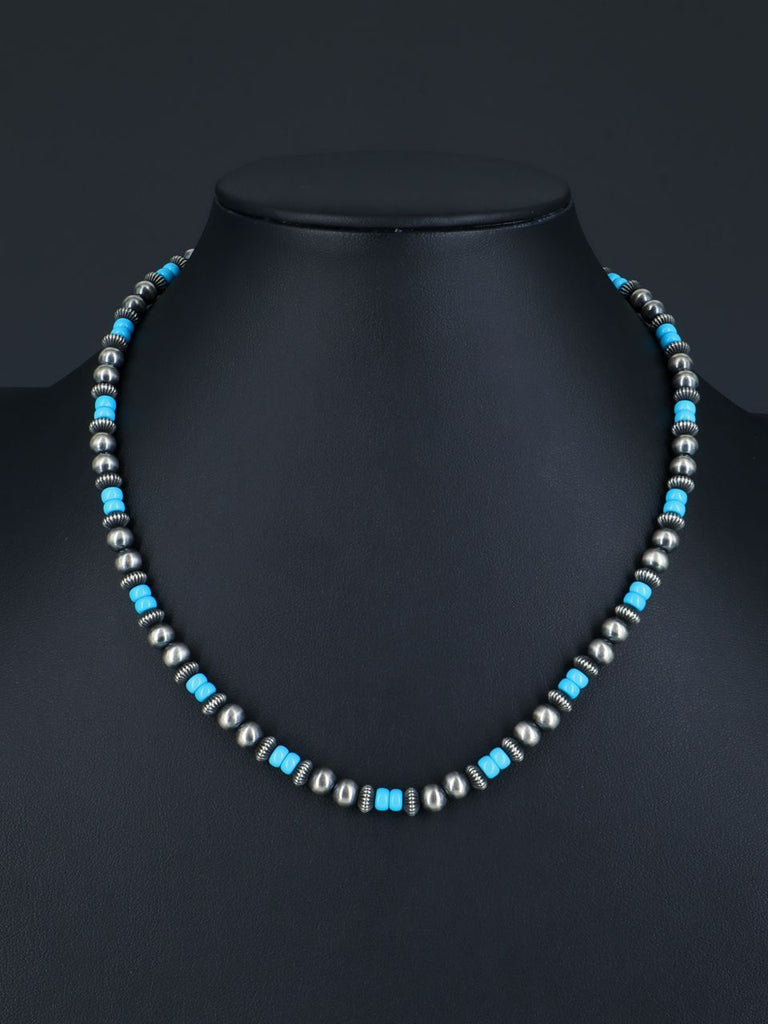 18" Native American Jewelry Turquoise Beaded Necklace - PuebloDirect.com