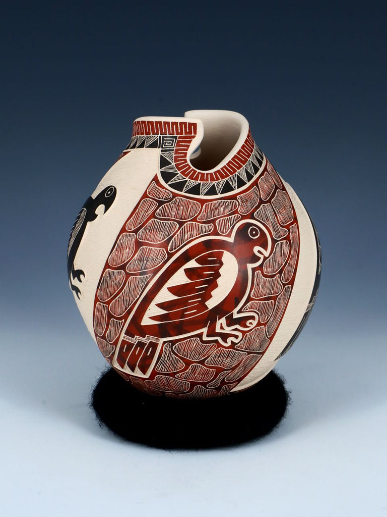 Mata Ortiz Hand Coiled Etched Bird Pottery - PuebloDirect.com
