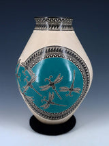Mata Ortiz Hand Coiled Etched Pottery Vase - PuebloDirect.com