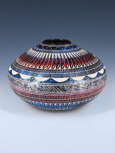 Navajo Etched Kokopelli Painted Horsehair Pottery - PuebloDirect.com