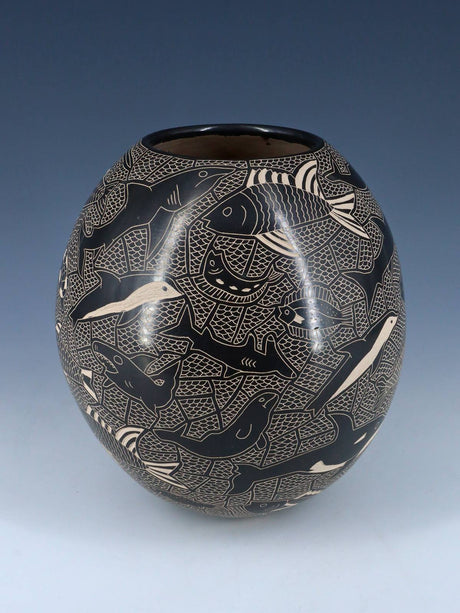 Mata Ortiz Hand Etched Sea Life Pottery - PuebloDirect.com