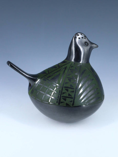 Mata Ortiz Hand Coiled Black Carved Hen Pottery - PuebloDirect.com