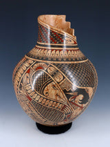 Large Mata Ortiz Hand Coiled Mezcla Clay Pottery Vase - PuebloDirect.com