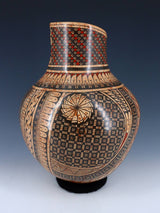 Large Mata Ortiz Hand Coiled Mezcla Clay Pottery Vase - PuebloDirect.com