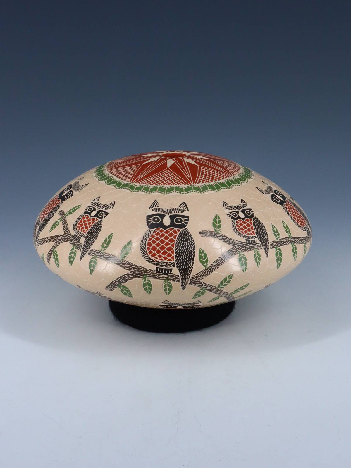 Mata Ortiz Hand Coiled Owl Seed Pot - PuebloDirect.com