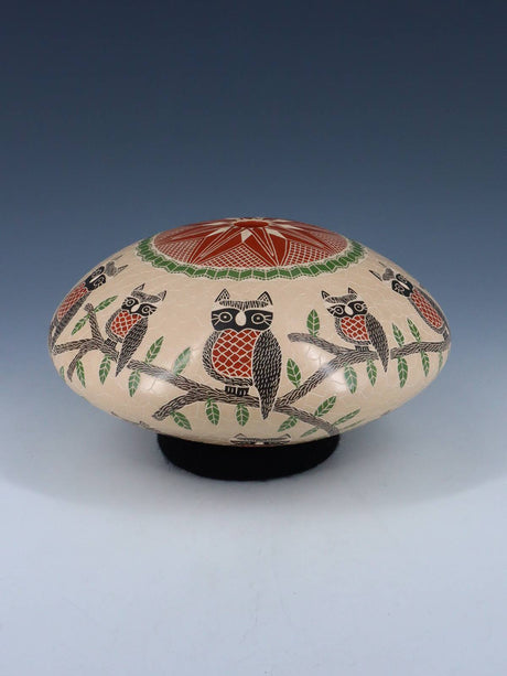 Mata Ortiz Hand Coiled Owl Seed Pot - PuebloDirect.com