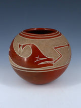Vintage San Ildefonso Hand Coiled Avanyu Redware Pottery Jar - PuebloDirect.com