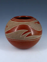 Vintage San Ildefonso Hand Coiled Avanyu Redware Pottery Jar - PuebloDirect.com
