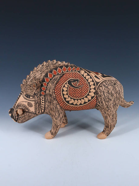 Mata Ortiz Hand Coiled Pottery Warthog Effigy - PuebloDirect.com