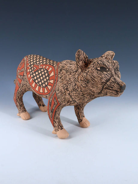 Mata Ortiz Hand Coiled Pottery Wolf Effigy - PuebloDirect.com