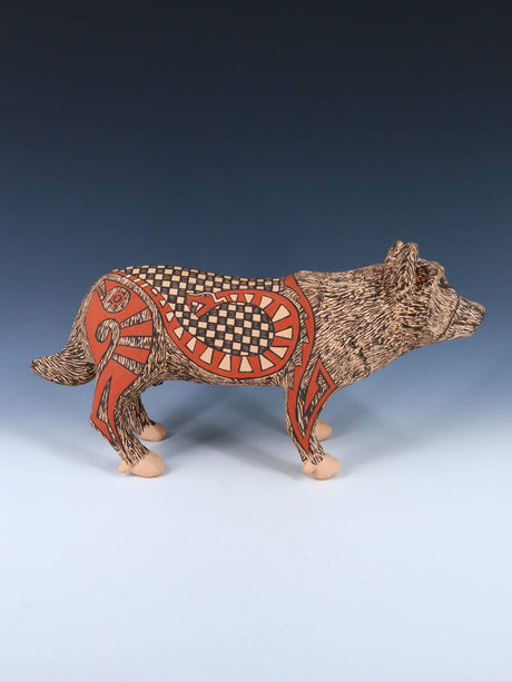 Mata Ortiz Hand Coiled Pottery Wolf Effigy - PuebloDirect.com