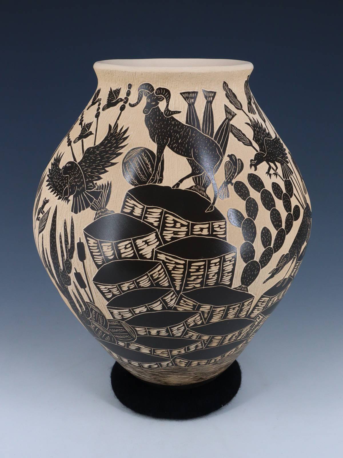 Mata Ortiz Hand Coiled Wildlife Etched Pottery - PuebloDirect.com
