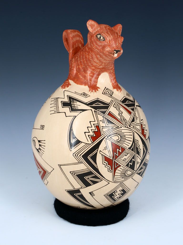 Mata Ortiz Hand Coiled Squirrel Effigy Pottery - PuebloDirect.com