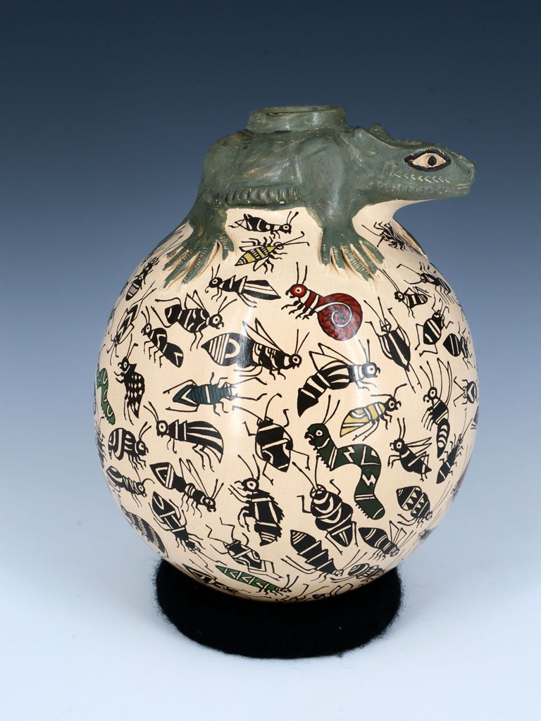 Mata Ortiz Hand Coiled Green Frog Effigy Pottery - PuebloDirect.com