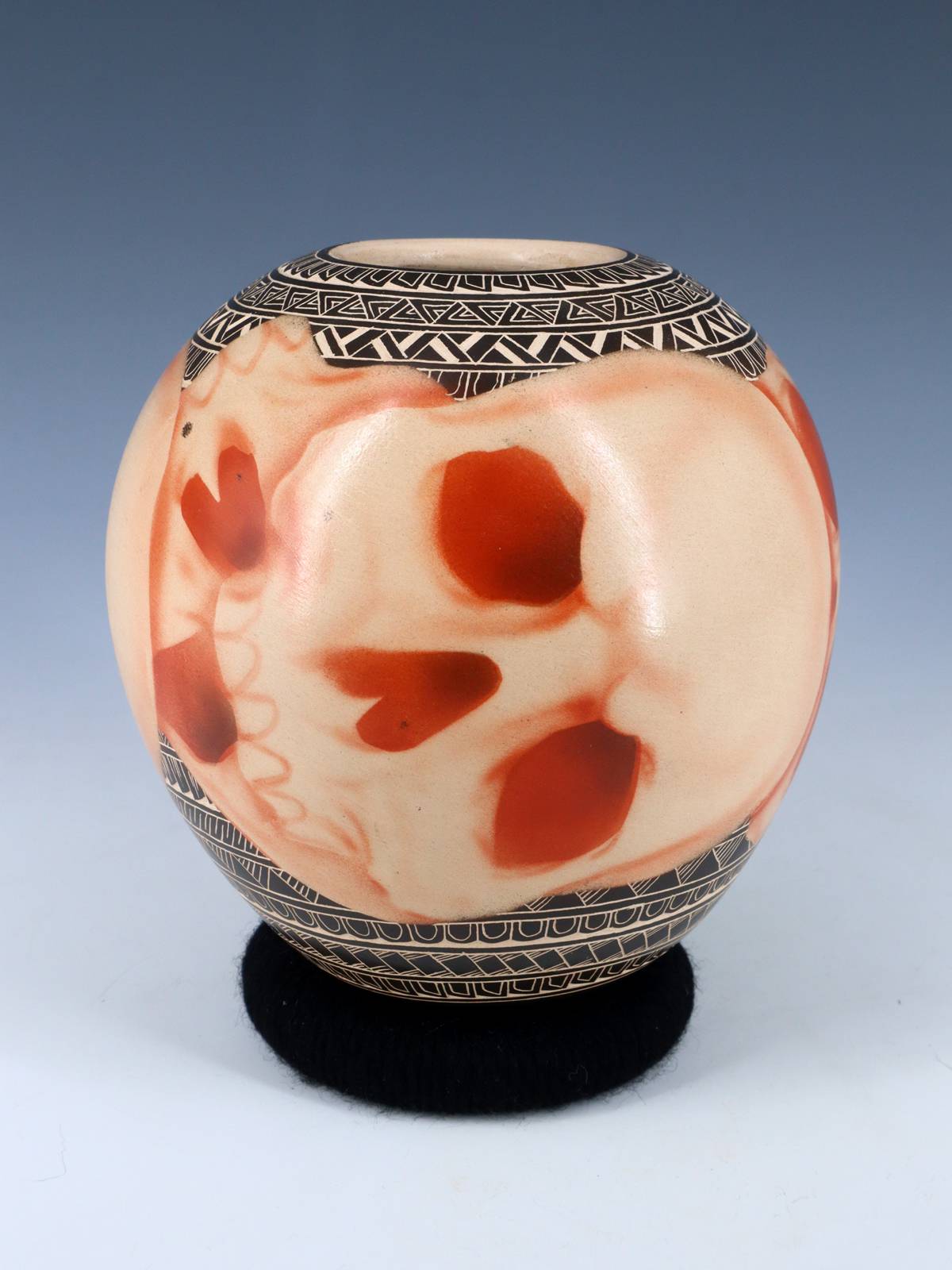 Mata Ortiz Hand Coiled Skull Pottery