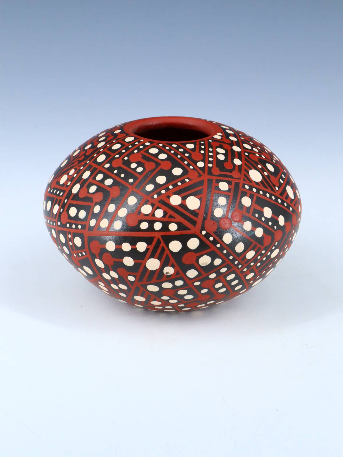 Mata Ortiz Hand Coiled and Painted Geometric Pottery