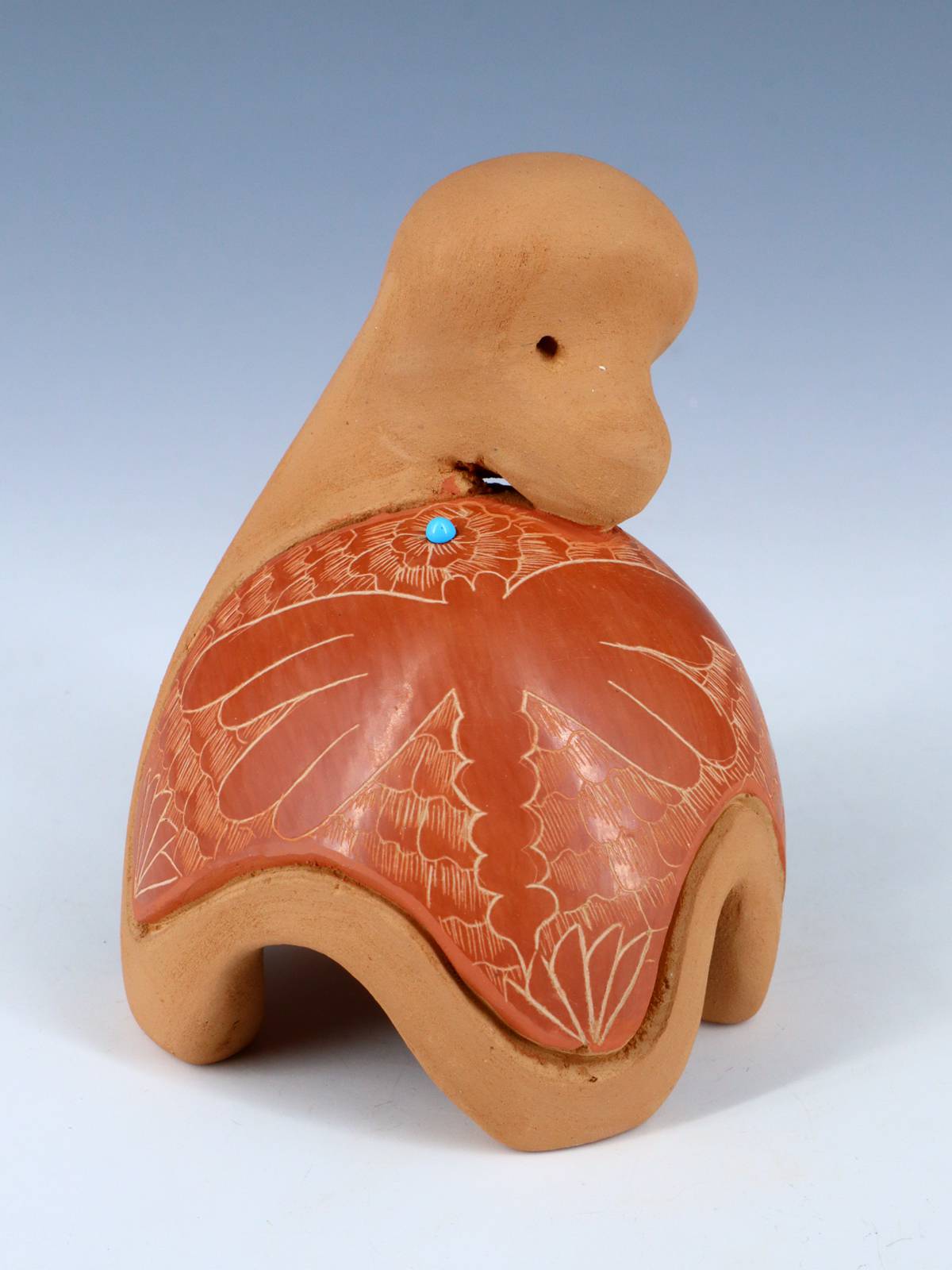 Jarrón de cerámica de arcilla roja enrollado a mano de Santa Clara Pueblo