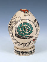Mata Ortiz Hand Coiled Nature Pottery Vase