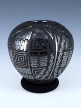Mata Ortiz Hand Coiled Black Pottery Vase