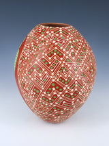 Mata Ortiz Hand Coiled and Painted Roadrunner Pottery Vase
