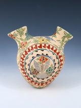Mata Ortiz Hand Coiled Clay Pottery Double Spout Vase
