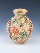 Mata Ortiz Hand Coiled Clay Pottery Double Spout Vase