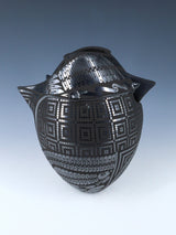 Mata Ortiz Hand Coiled Black Pottery Vase