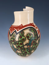 Mata Ortiz Cerámica enrollada a mano pintada mariposa y colibrí Bowl
