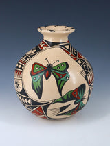 Mata Ortiz Hand Coiled Painted Butterfly Pottery Vase