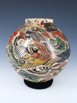 Mata Ortiz Hand Coiled Interlocking Bird Pottery
