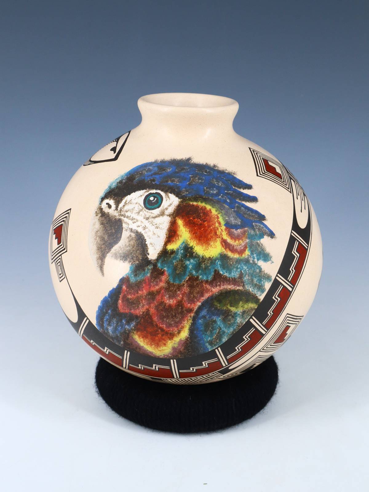Mata Ortiz Hand Coiled Painted Bird Pottery