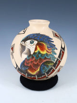 Mata Ortiz Hand Coiled Painted Bird Pottery