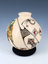 Mata Ortiz Hand Coiled Painted Bird Pottery