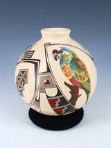 Mata Ortiz Hand Coiled Painted Bird Pottery